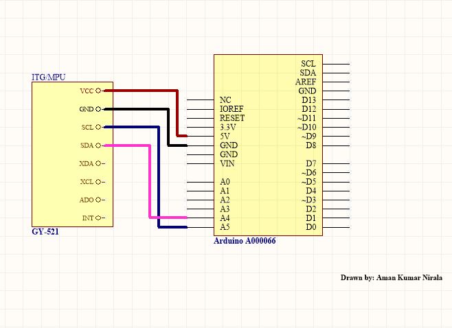 Arduino and GY521 Circuit Diagram